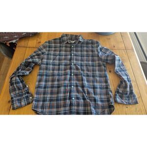 Mutual Weave Mens Plaid Flannel Shirt Long Sleeve Button Down Casual